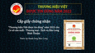 Cấp chứng nhận "Thương hiệu Việt được tin dùng" cho Cơ sở sản xuất - Thương mại - Dịch vụ Bảo Long Bình Thuận