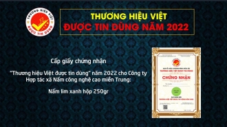 Cấp chứng nhận "Thương hiệu Việt được tin dùng" cho Hợp Tác Xã Nấm Công Nghệ Cao Miền Trung