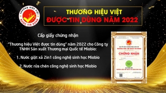 Cấp chứng nhận "Thương hiệu Việt được tin dùng" cho Công ty TNHH Sản xuất Thương mại Quốc tế Miobio
