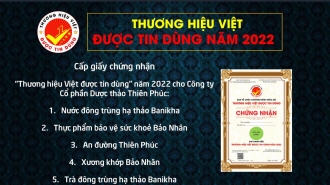 Cấp chứng nhận "Thương hiệu Việt được tin dùng" cho Công ty Cổ phần Dược thảo Thiên Phúc 