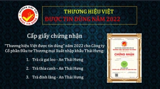 Cấp chứng nhận "Thương hiệu Việt được tin dùng" cho Công ty Cổ phần Đầu tư Thương mại Xuất nhập khẩu Thái Hưng