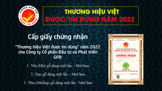 Cấp chứng nhận "Thương hiệu Việt được tin dùng" cho Công ty CP Đầu tư và Phát triển GFR